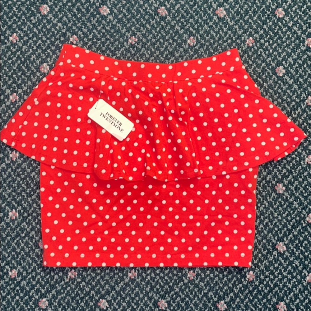 Forever 21 Short Skirt Red w/ White Dots